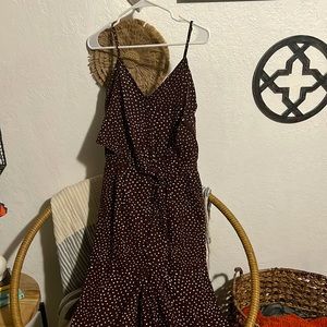 Brown and cream polka dot romper/jumpsuit